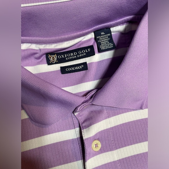 Oxford Golf Men’s Super Dry Coolmax Stripped Polo in Purple with White Size XL - Picture 6 of 6